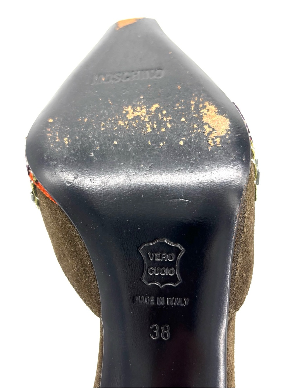 Moschino Cheap and Chic Beaded Sequined Floral Slip On Heeled Mules Sandals 38 - Picture 9 of 9